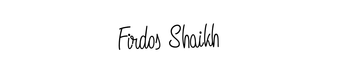 Use a signature maker to create a handwritten signature online. With this signature software, you can design (Angelique-Rose-font-FFP) your own signature for name Firdos Shaikh. Firdos Shaikh signature style 5 images and pictures png