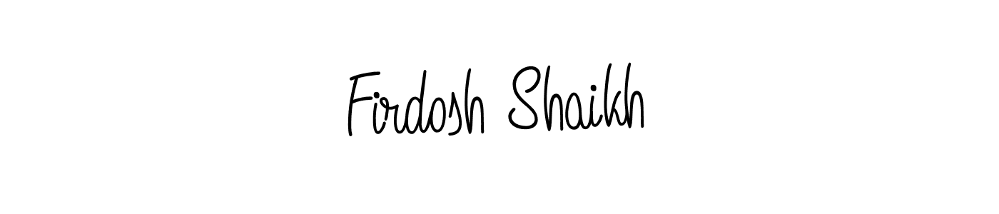 The best way (Angelique-Rose-font-FFP) to make a short signature is to pick only two or three words in your name. The name Firdosh Shaikh include a total of six letters. For converting this name. Firdosh Shaikh signature style 5 images and pictures png