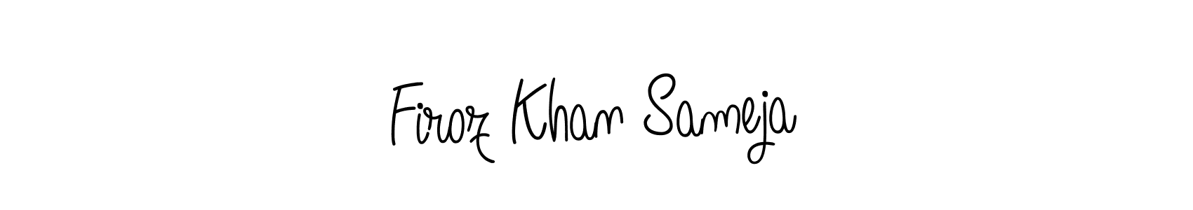 You should practise on your own different ways (Angelique-Rose-font-FFP) to write your name (Firoz Khan Sameja) in signature. don't let someone else do it for you. Firoz Khan Sameja signature style 5 images and pictures png