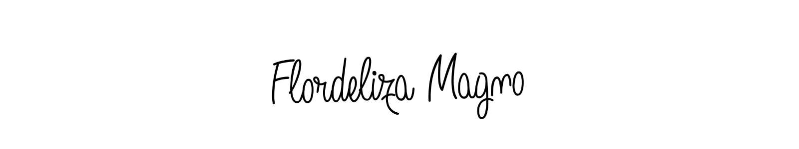 Create a beautiful signature design for name Flordeliza Magno. With this signature (Angelique-Rose-font-FFP) fonts, you can make a handwritten signature for free. Flordeliza Magno signature style 5 images and pictures png