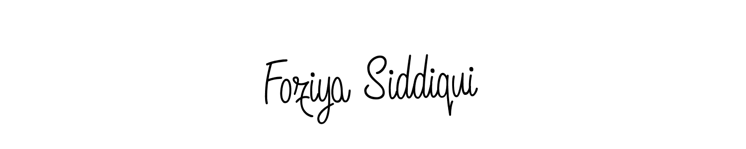 Make a beautiful signature design for name Foziya Siddiqui. With this signature (Angelique-Rose-font-FFP) style, you can create a handwritten signature for free. Foziya Siddiqui signature style 5 images and pictures png