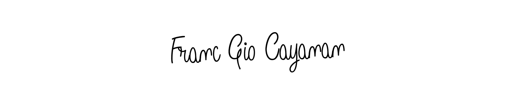 How to Draw Franc Gio Cayanan signature style? Angelique-Rose-font-FFP is a latest design signature styles for name Franc Gio Cayanan. Franc Gio Cayanan signature style 5 images and pictures png