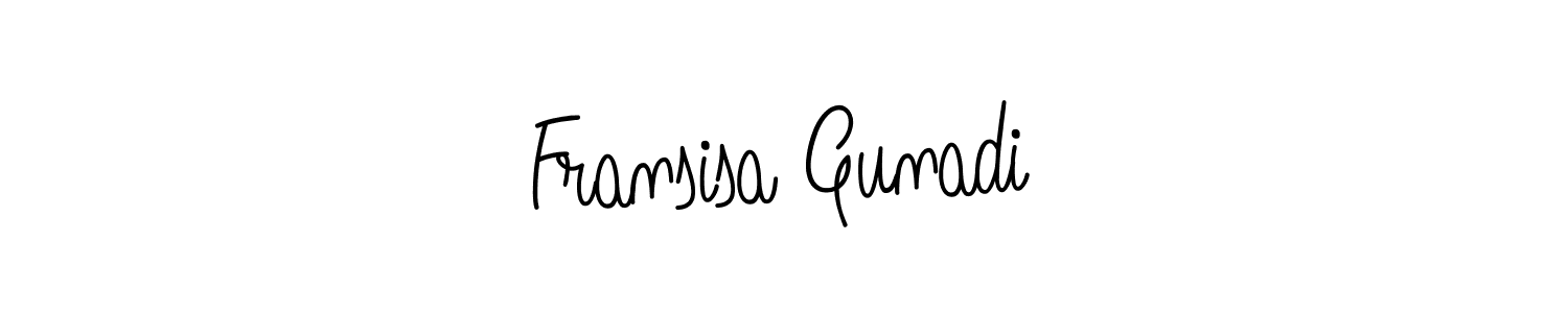 Angelique-Rose-font-FFP is a professional signature style that is perfect for those who want to add a touch of class to their signature. It is also a great choice for those who want to make their signature more unique. Get Fransisa Gunadi name to fancy signature for free. Fransisa Gunadi signature style 5 images and pictures png