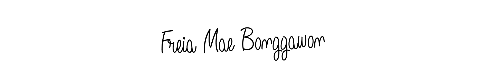 Make a beautiful signature design for name Freia Mae Bonggawon. With this signature (Angelique-Rose-font-FFP) style, you can create a handwritten signature for free. Freia Mae Bonggawon signature style 5 images and pictures png