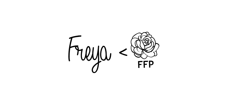 Also we have Freya <3 name is the best signature style. Create professional handwritten signature collection using Angelique-Rose-font-FFP autograph style. Freya <3 signature style 5 images and pictures png