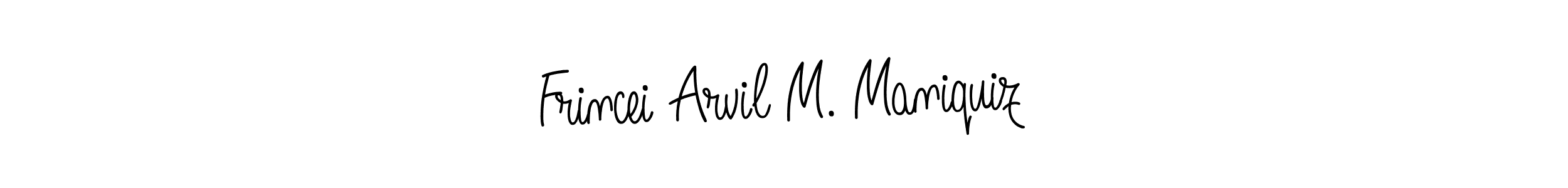 How to make Frincei Arvil M. Maniquiz name signature. Use Angelique-Rose-font-FFP style for creating short signs online. This is the latest handwritten sign. Frincei Arvil M. Maniquiz signature style 5 images and pictures png