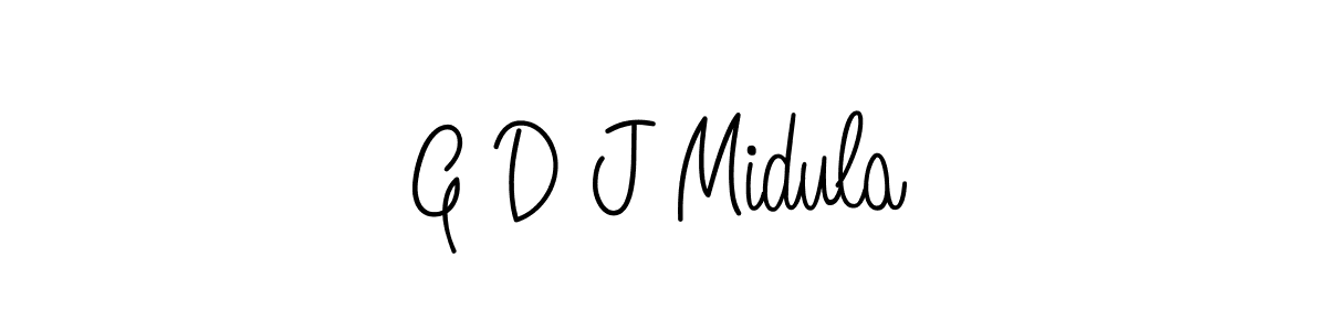 How to make G D J Midula name signature. Use Angelique-Rose-font-FFP style for creating short signs online. This is the latest handwritten sign. G D J Midula signature style 5 images and pictures png