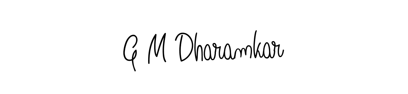 The best way (Angelique-Rose-font-FFP) to make a short signature is to pick only two or three words in your name. The name G M Dharamkar include a total of six letters. For converting this name. G M Dharamkar signature style 5 images and pictures png