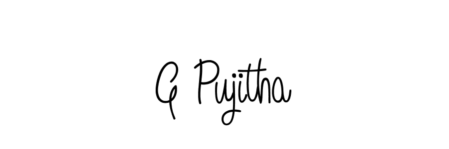 Use a signature maker to create a handwritten signature online. With this signature software, you can design (Angelique-Rose-font-FFP) your own signature for name G Pujitha. G Pujitha signature style 5 images and pictures png