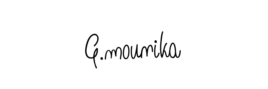 You should practise on your own different ways (Angelique-Rose-font-FFP) to write your name (G.mounika) in signature. don't let someone else do it for you. G.mounika signature style 5 images and pictures png