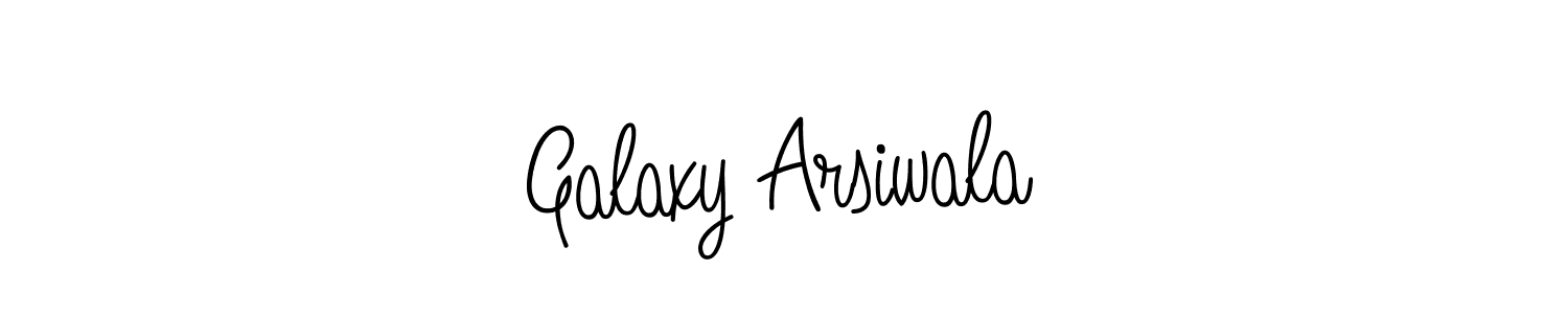 You should practise on your own different ways (Angelique-Rose-font-FFP) to write your name (Galaxy Arsiwala) in signature. don't let someone else do it for you. Galaxy Arsiwala signature style 5 images and pictures png