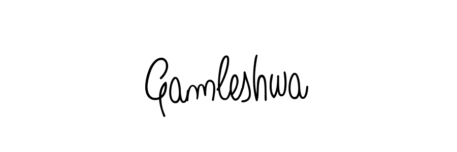 Make a beautiful signature design for name Gamleshwa. With this signature (Angelique-Rose-font-FFP) style, you can create a handwritten signature for free. Gamleshwa signature style 5 images and pictures png