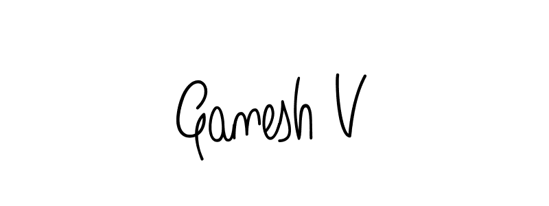 You should practise on your own different ways (Angelique-Rose-font-FFP) to write your name (Ganesh V) in signature. don't let someone else do it for you. Ganesh V signature style 5 images and pictures png