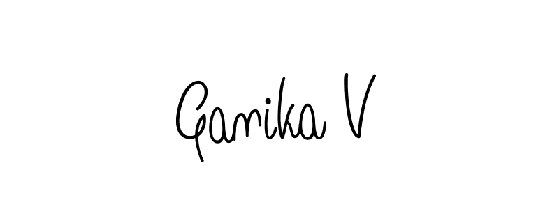 if you are searching for the best signature style for your name Ganika V. so please give up your signature search. here we have designed multiple signature styles  using Angelique-Rose-font-FFP. Ganika V signature style 5 images and pictures png