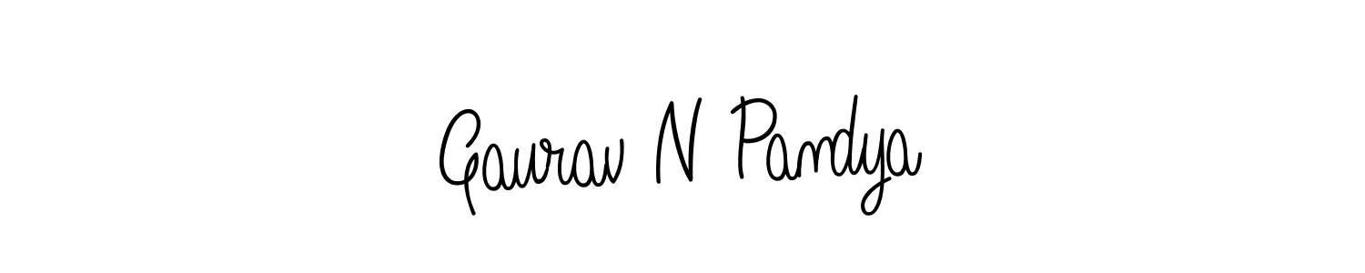 The best way (Angelique-Rose-font-FFP) to make a short signature is to pick only two or three words in your name. The name Gaurav N Pandya include a total of six letters. For converting this name. Gaurav N Pandya signature style 5 images and pictures png