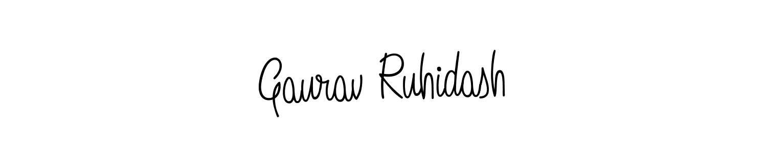 You should practise on your own different ways (Angelique-Rose-font-FFP) to write your name (Gaurav Ruhidash) in signature. don't let someone else do it for you. Gaurav Ruhidash signature style 5 images and pictures png