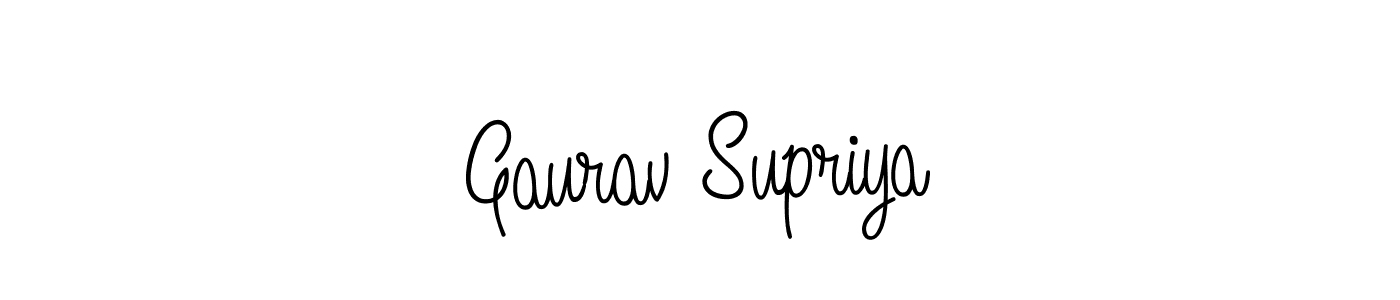 You should practise on your own different ways (Angelique-Rose-font-FFP) to write your name (Gaurav Supriya) in signature. don't let someone else do it for you. Gaurav Supriya signature style 5 images and pictures png