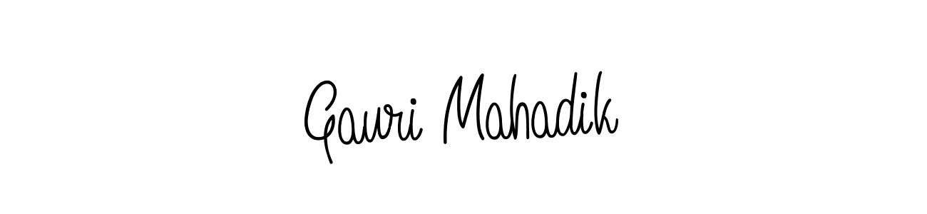 You should practise on your own different ways (Angelique-Rose-font-FFP) to write your name (Gauri Mahadik) in signature. don't let someone else do it for you. Gauri Mahadik signature style 5 images and pictures png