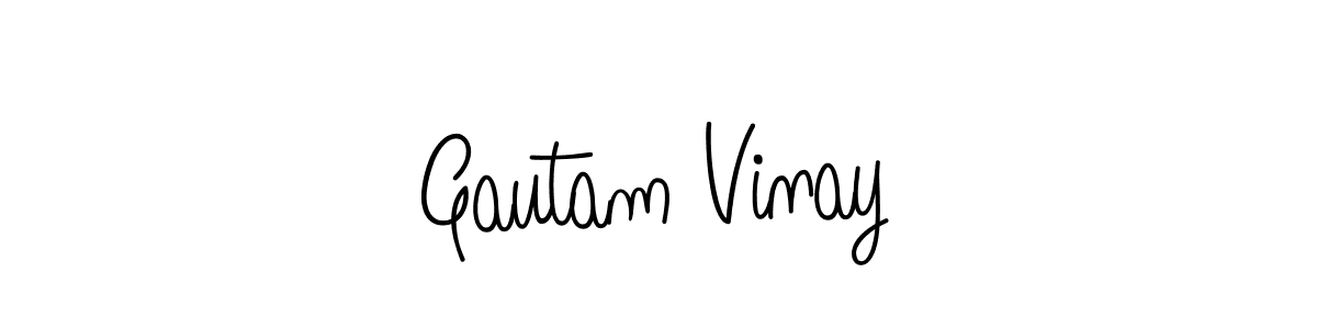You should practise on your own different ways (Angelique-Rose-font-FFP) to write your name (Gautam Vinay) in signature. don't let someone else do it for you. Gautam Vinay signature style 5 images and pictures png