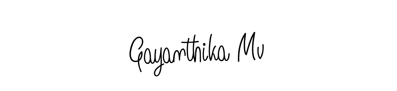 Create a beautiful signature design for name Gayanthika Mv. With this signature (Angelique-Rose-font-FFP) fonts, you can make a handwritten signature for free. Gayanthika Mv signature style 5 images and pictures png