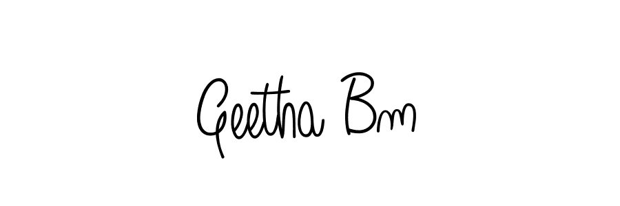 You should practise on your own different ways (Angelique-Rose-font-FFP) to write your name (Geetha Bm) in signature. don't let someone else do it for you. Geetha Bm signature style 5 images and pictures png