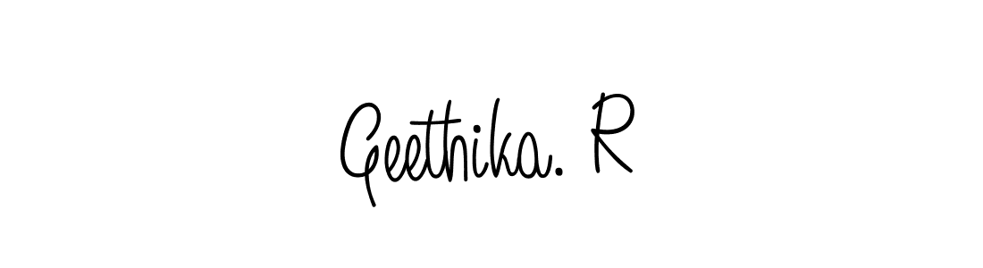 Use a signature maker to create a handwritten signature online. With this signature software, you can design (Angelique-Rose-font-FFP) your own signature for name Geethika. R. Geethika. R signature style 5 images and pictures png