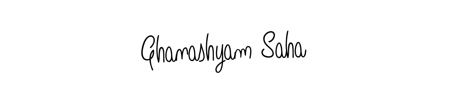 Make a beautiful signature design for name Ghanashyam Saha. With this signature (Angelique-Rose-font-FFP) style, you can create a handwritten signature for free. Ghanashyam Saha signature style 5 images and pictures png