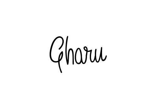 Design your own signature with our free online signature maker. With this signature software, you can create a handwritten (Angelique-Rose-font-FFP) signature for name Gharu. Gharu signature style 5 images and pictures png