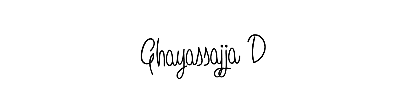 Use a signature maker to create a handwritten signature online. With this signature software, you can design (Angelique-Rose-font-FFP) your own signature for name Ghayassajja D. Ghayassajja D signature style 5 images and pictures png