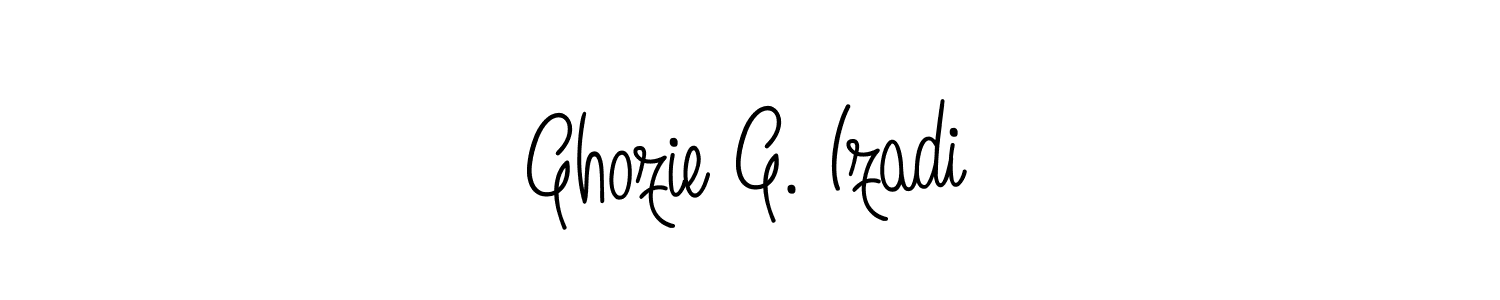 The best way (Angelique-Rose-font-FFP) to make a short signature is to pick only two or three words in your name. The name Ghozie G. Izadi include a total of six letters. For converting this name. Ghozie G. Izadi signature style 5 images and pictures png