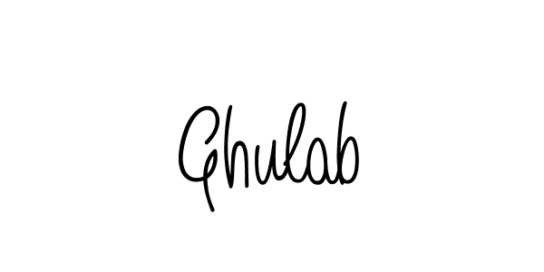 Use a signature maker to create a handwritten signature online. With this signature software, you can design (Angelique-Rose-font-FFP) your own signature for name Ghulab. Ghulab signature style 5 images and pictures png