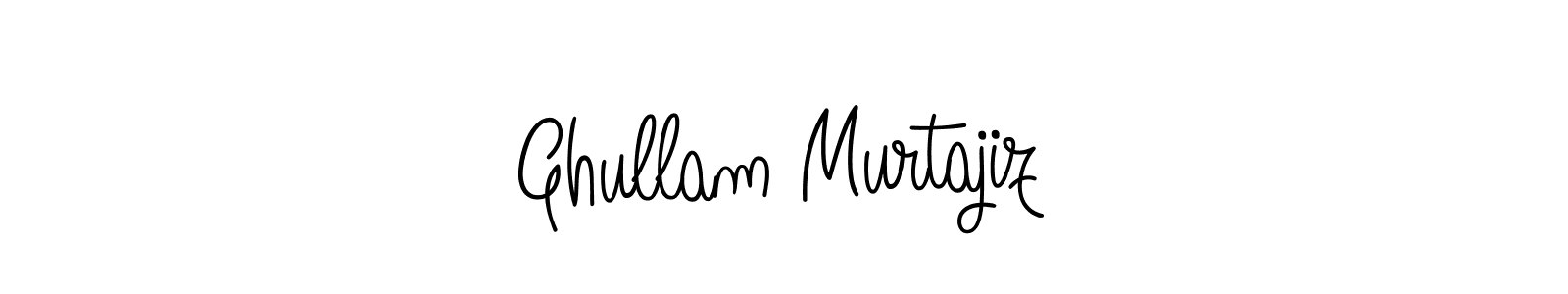 You should practise on your own different ways (Angelique-Rose-font-FFP) to write your name (Ghullam Murtajiz) in signature. don't let someone else do it for you. Ghullam Murtajiz signature style 5 images and pictures png