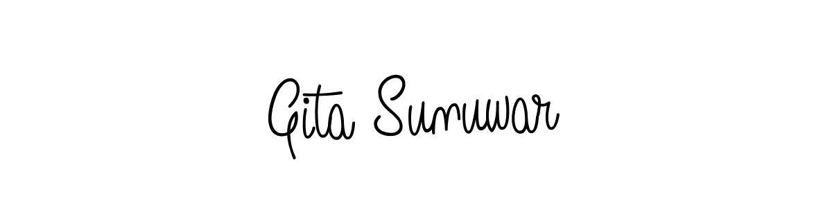 How to Draw Gita Sunuwar signature style? Angelique-Rose-font-FFP is a latest design signature styles for name Gita Sunuwar. Gita Sunuwar signature style 5 images and pictures png
