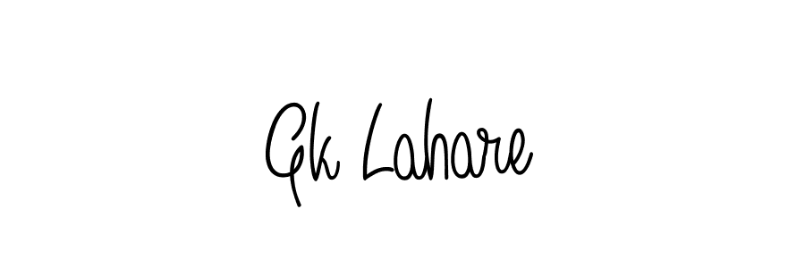 Gk Lahare stylish signature style. Best Handwritten Sign (Angelique-Rose-font-FFP) for my name. Handwritten Signature Collection Ideas for my name Gk Lahare. Gk Lahare signature style 5 images and pictures png
