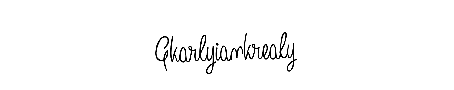 How to Draw Gkarlyiankrealy signature style? Angelique-Rose-font-FFP is a latest design signature styles for name Gkarlyiankrealy. Gkarlyiankrealy signature style 5 images and pictures png