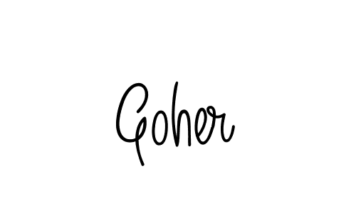 Use a signature maker to create a handwritten signature online. With this signature software, you can design (Angelique-Rose-font-FFP) your own signature for name Goher. Goher signature style 5 images and pictures png