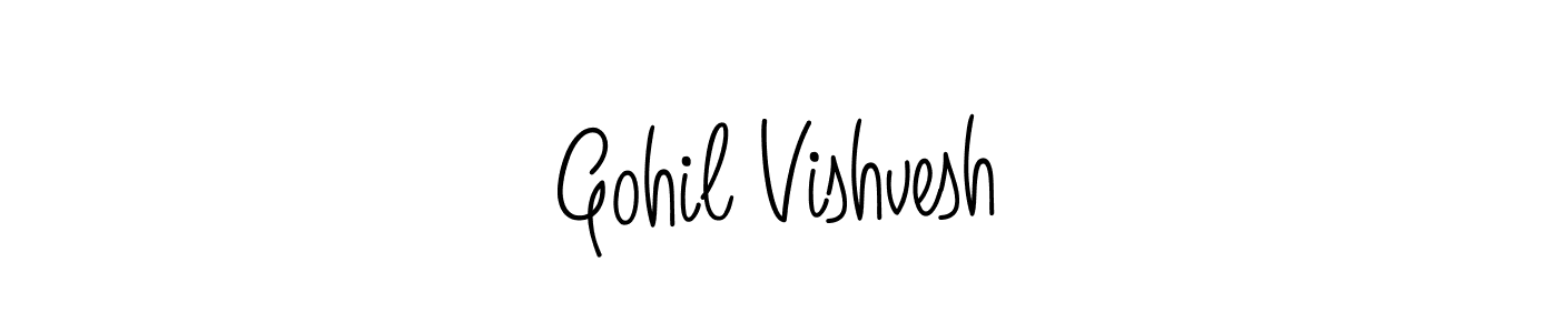 The best way (Angelique-Rose-font-FFP) to make a short signature is to pick only two or three words in your name. The name Gohil Vishvesh include a total of six letters. For converting this name. Gohil Vishvesh signature style 5 images and pictures png