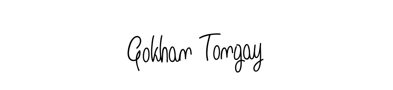 You should practise on your own different ways (Angelique-Rose-font-FFP) to write your name (Gokhan Tongay) in signature. don't let someone else do it for you. Gokhan Tongay signature style 5 images and pictures png