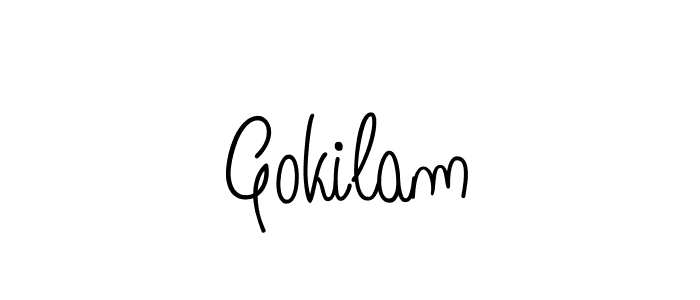 Design your own signature with our free online signature maker. With this signature software, you can create a handwritten (Angelique-Rose-font-FFP) signature for name Gokilam. Gokilam signature style 5 images and pictures png