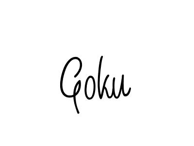 Make a beautiful signature design for name Goku. With this signature (Angelique-Rose-font-FFP) style, you can create a handwritten signature for free. Goku signature style 5 images and pictures png