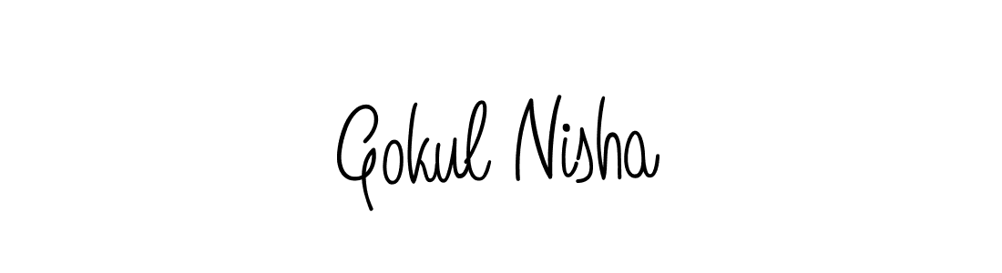 Create a beautiful signature design for name Gokul Nisha. With this signature (Angelique-Rose-font-FFP) fonts, you can make a handwritten signature for free. Gokul Nisha signature style 5 images and pictures png