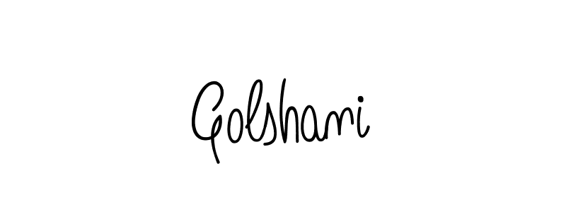 Use a signature maker to create a handwritten signature online. With this signature software, you can design (Angelique-Rose-font-FFP) your own signature for name Golshani. Golshani signature style 5 images and pictures png