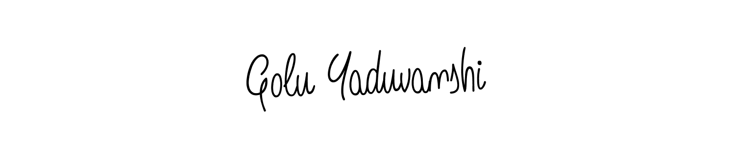 You should practise on your own different ways (Angelique-Rose-font-FFP) to write your name (Golu Yaduvanshi) in signature. don't let someone else do it for you. Golu Yaduvanshi signature style 5 images and pictures png