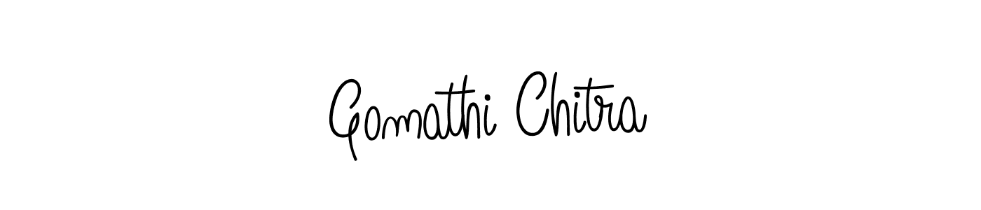 You should practise on your own different ways (Angelique-Rose-font-FFP) to write your name (Gomathi Chitra) in signature. don't let someone else do it for you. Gomathi Chitra signature style 5 images and pictures png