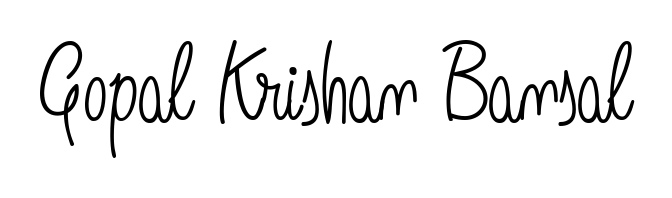 Explore multiple handwriting variations for Gopal Krishan Bansal including this stunning Angelique-Rose-font-FFP design. Free to use across all platforms. Gopal Krishan Bansal signature style 5 images and pictures png