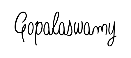You should practise on your own different ways (Angelique-Rose-font-FFP) to write your name (Gopalaswamy) in signature. Don't let someone else do it for you. Gopalaswamy signature style 5 images and pictures png