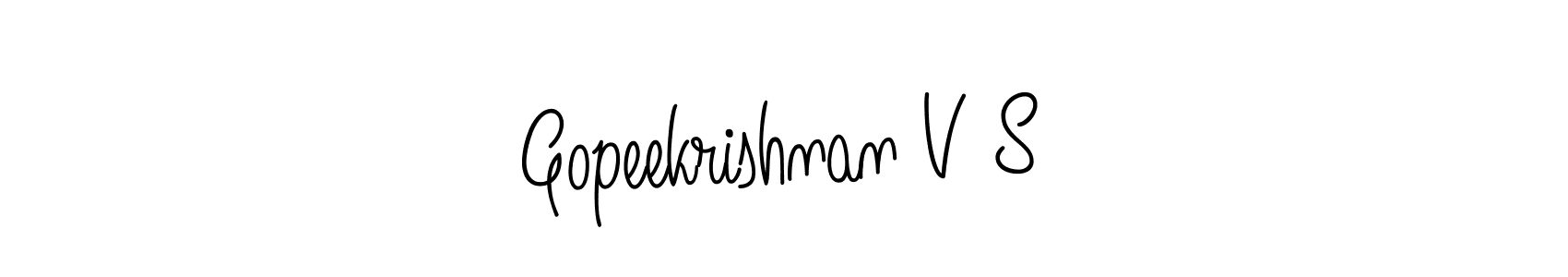 The best way (Angelique-Rose-font-FFP) to make a short signature is to pick only two or three words in your name. The name Gopeekrishnan V S include a total of six letters. For converting this name. Gopeekrishnan V S signature style 5 images and pictures png