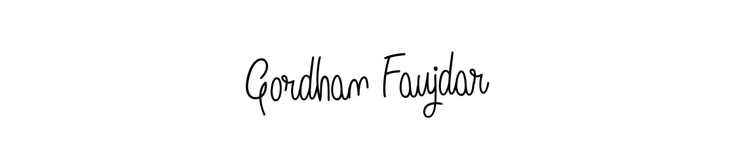 How to make Gordhan Faujdar name signature. Use Angelique-Rose-font-FFP style for creating short signs online. This is the latest handwritten sign. Gordhan Faujdar signature style 5 images and pictures png