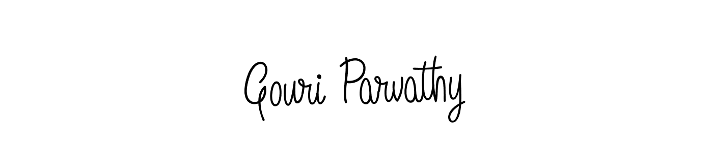 You should practise on your own different ways (Angelique-Rose-font-FFP) to write your name (Gouri Parvathy) in signature. don't let someone else do it for you. Gouri Parvathy signature style 5 images and pictures png