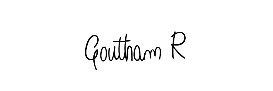 Use a signature maker to create a handwritten signature online. With this signature software, you can design (Angelique-Rose-font-FFP) your own signature for name Goutham R. Goutham R signature style 5 images and pictures png